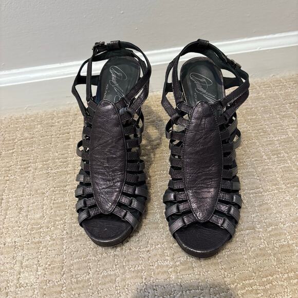 Donald‎ Pliner Women's Leather Slingback Sandals Caged Metallic Strappy Size 6 - Picture 5 of 5